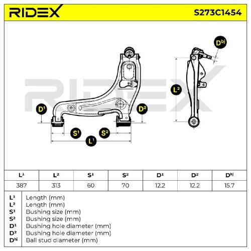 RIDEX 273C1454 Lenker Radaufhängung Querlenker Front links für MAZDA MX-5 II Bild RIDEX 273C1454 Lenker Radaufhängung Querlenker Front links für MAZDA MX-5 II