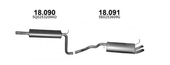 IZAWIT Endschalldämpfer Hinten für SKODA Octavia III Combi (5E5)