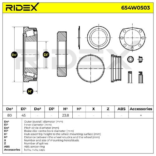 RIDEX 654W0503 Radlagersatz pro 1 Rad Hinten passend für MERCEDES-BENZ Bild RIDEX 654W0503 Radlagersatz pro 1 Rad Hinten passend für MERCEDES-BENZ