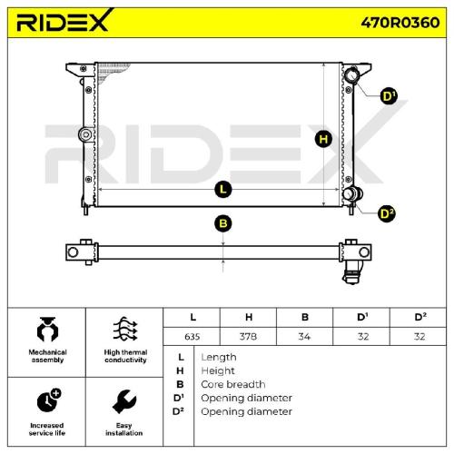 RIDEX 470R0360 Motorkühler / Wasserkühler für VW SHARAN (7M8, 7M9, 7M6) 1109113 Bild RIDEX 470R0360 Motorkühler / Wasserkühler für VW SHARAN (7M8, 7M9, 7M6) 1109113