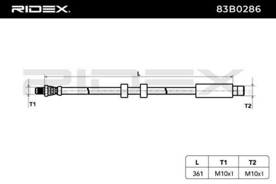 RIDEX Bremsschlauch 83B0286 VORNE beidseitig BREMSSCHLÄUCHE Länge: 361mm Bild RIDEX Bremsschlauch 83B0286 VORNE beidseitig BREMSSCHLÄUCHE Länge: 361mm