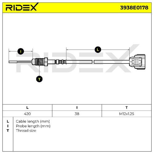 RIDEX 3938E0178 Abgastemperatursensor 2-Polig für NISSAN JUKE (F15) 226301FE0B Bild RIDEX 3938E0178 Abgastemperatursensor 2-Polig für NISSAN JUKE (F15) 226301FE0B