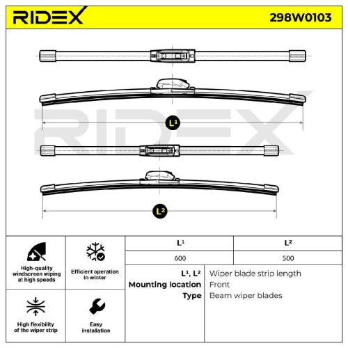 RIDEX Scheibenwischer Satz Wischerblätter Satz mit Spoiler Vorne Länge 1: 600mm Bild RIDEX Scheibenwischer Satz Wischerblätter Satz mit Spoiler Vorne Länge 1: 600mm