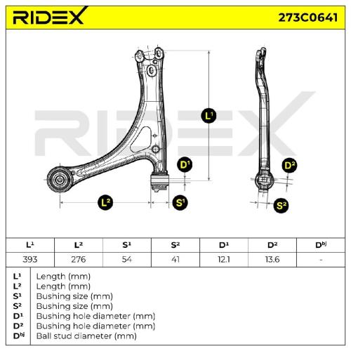 RIDEX 273C0641 Lenker Radaufhängung Querlenker Front links für VW 1ML407151 Bild RIDEX 273C0641 Lenker Radaufhängung Querlenker Front links für VW 1ML407151