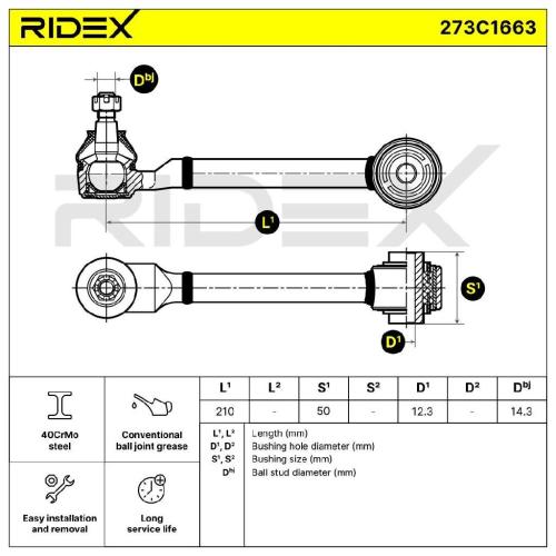 RIDEX 273C1663 Lenker Radaufhängung Querlenker Rear links rechts für HONDA Bild RIDEX 273C1663 Lenker Radaufhängung Querlenker Rear links rechts für HONDA