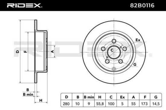 RIDEX 82B0116 2x Bremsscheiben Hinten Ø280mm voll für TOYOTA AVENSIS Kombi Bild RIDEX 82B0116 2x Bremsscheiben Hinten Ø280mm voll für TOYOTA AVENSIS Kombi