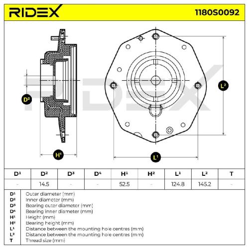 RIDEX 1180S0092 Federbeinstützlager ohne Kugellager Vorne für CITROËN 503173 Bild RIDEX 1180S0092 Federbeinstützlager ohne Kugellager Vorne für CITROËN 503173