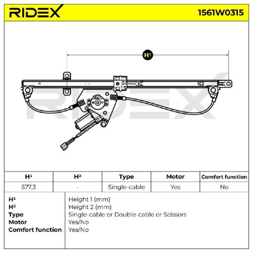 RIDEX 1561W0315 Fensterheber Vorne Elektrisch mit Elektromotor für FIAT 922189 Bild RIDEX 1561W0315 Fensterheber Vorne Elektrisch mit Elektromotor für FIAT 922189