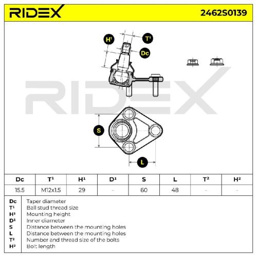 RIDEX 2462S0139 Traggelenk Führungsgelenk Vorne für VW Golf 1V Schrägheck (1J1) Bild RIDEX 2462S0139 Traggelenk Führungsgelenk Vorne für VW Golf 1V Schrägheck (1J1)
