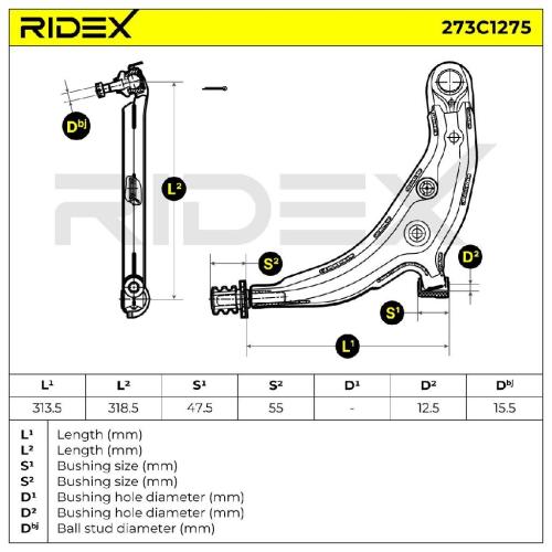 RIDEX 273C1275 Lenker Radaufhängung Querlenker Front für NISSAN MICRA II (K11) Bild RIDEX 273C1275 Lenker Radaufhängung Querlenker Front für NISSAN MICRA II (K11)