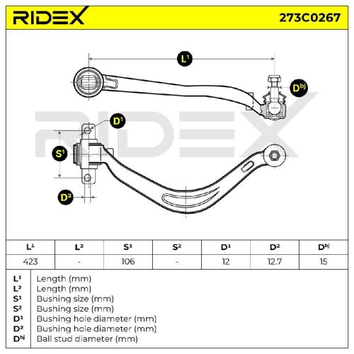 RIDEX 273C0267 Lenker Radaufhängung Längslenker Front links für MITSUBISHI Bild RIDEX 273C0267 Lenker Radaufhängung Längslenker Front links für MITSUBISHI