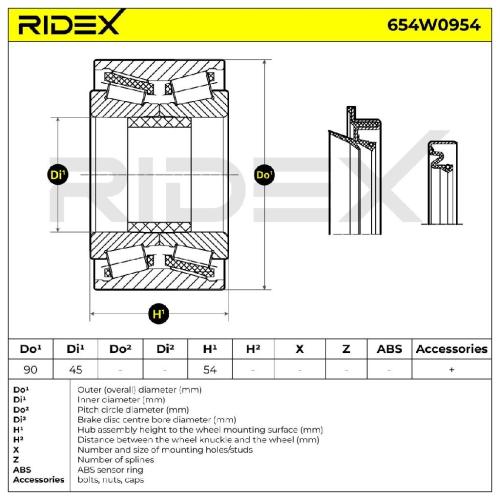 RIDEX 654W0954 Radlagersatz pro 1 Rad Hinten für NISSAN Patrol GR V SUV (Y61) Bild RIDEX 654W0954 Radlagersatz pro 1 Rad Hinten für NISSAN Patrol GR V SUV (Y61)