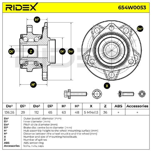 RIDEX 654W0053 Radlagersatz pro 1 Rad Vorne Hinten für VW Golf 5II Schrägheck Bild RIDEX 654W0053 Radlagersatz pro 1 Rad Vorne Hinten für VW Golf 5II Schrägheck