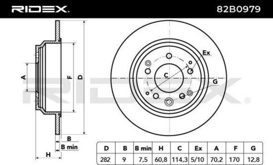 RIDEX 82B0979 2x Bremsscheiben Hinten Ø281,8mm voll für HONDA SHUTTLE (RA) Bild RIDEX 82B0979 2x Bremsscheiben Hinten Ø281,8mm voll für HONDA SHUTTLE (RA)