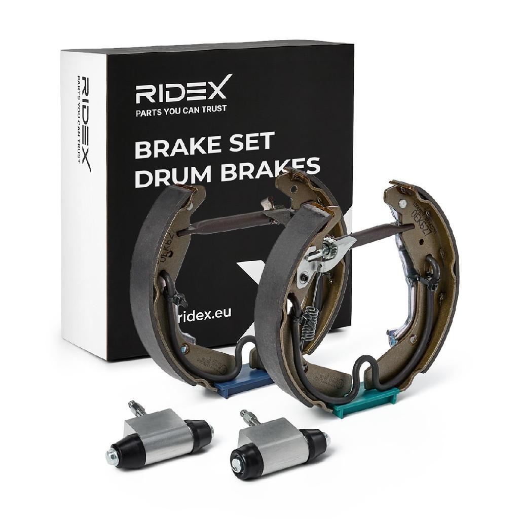 RIDEX Bremsenset Trommelbremse Bremsbacken Satz mit Radbremszylinder mit Hinten