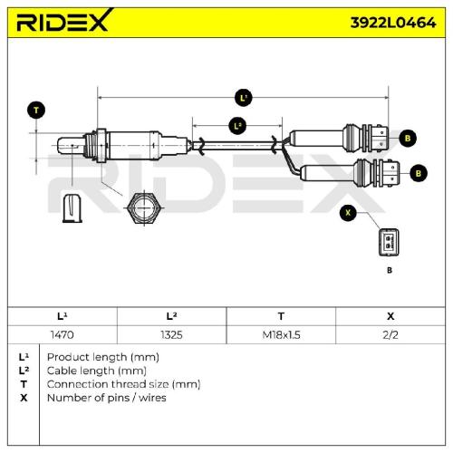 RIDEX 3922L0464 Lambdasonde Oxygen O2 Sensor Beheizt für FIAT 96051883 1628T2 Bild RIDEX 3922L0464 Lambdasonde Oxygen O2 Sensor Beheizt für FIAT 96051883 1628T2