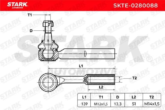STARK Spurstangenkopf außen links Vorderachse Traggelenk M12X1.5 SKTE-0280088 Bild STARK Spurstangenkopf außen links Vorderachse Traggelenk M12X1.5 SKTE-0280088