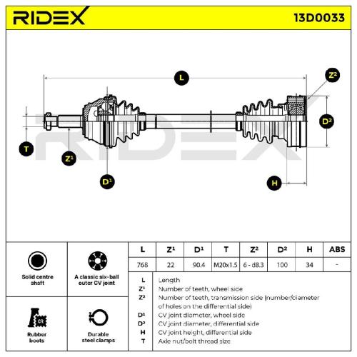 RIDEX Antriebswelle Achswelle Vorderachse/Vorne rechts für VW POLO (9N) Bild RIDEX Antriebswelle Achswelle Vorderachse/Vorne rechts für VW POLO (9N)