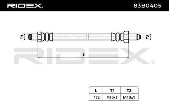 RIDEX Bremsschlauch 83B0405 VORNE beidseitig BREMSSCHLÄUCHE Länge: 174mm Bild RIDEX Bremsschlauch 83B0405 VORNE beidseitig BREMSSCHLÄUCHE Länge: 174mm