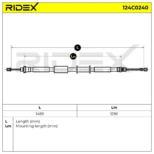 RIDEX Handbremsseil Hinten für FIAT PUNTO (176) Bild RIDEX Handbremsseil Hinten für FIAT PUNTO (176)