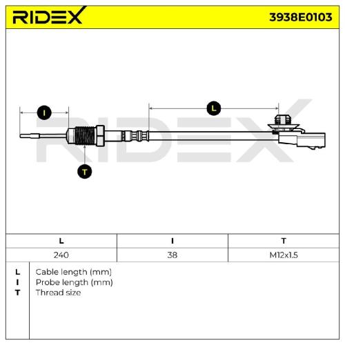 RIDEX 3938E0103 Abgastemperatursensor 2-Polig für RENAULT Clio 1II Schrägheck Bild RIDEX 3938E0103 Abgastemperatursensor 2-Polig für RENAULT Clio 1II Schrägheck