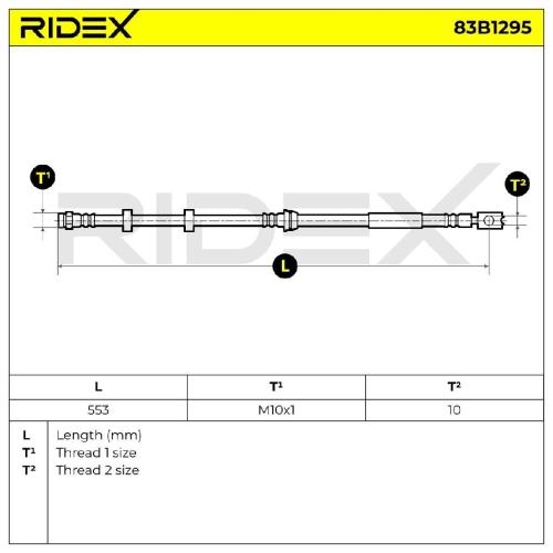 RIDEX Bremsschlauch 83B1295 VORNE BREMSSCHLÄUCHE Länge: 565mm mit Hohlschraube Bild RIDEX Bremsschlauch 83B1295 VORNE BREMSSCHLÄUCHE Länge: 565mm mit Hohlschraube