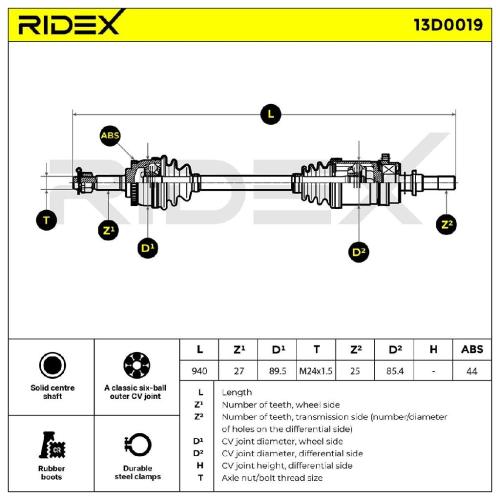 RIDEX Antriebswelle Achswelle Vorderachse/Vorne rechts für NISSAN PRIMERA Bild RIDEX Antriebswelle Achswelle Vorderachse/Vorne rechts für NISSAN PRIMERA