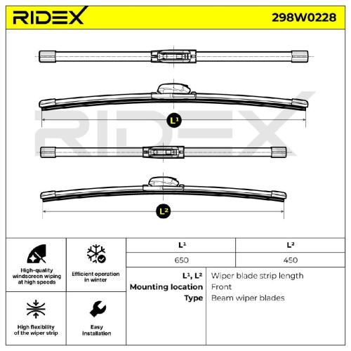 2x RIDEX Scheibenwischer Satz Wischerblätter Satz mit Spoiler Vorne Länge 1: Bild 2x RIDEX Scheibenwischer Satz Wischerblätter Satz mit Spoiler Vorne Länge 1: