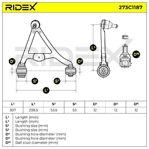RIDEX 273C1187 Lenker Radaufhängung Querlenker Rear links für JAGUAR XF C2D36811 Bild RIDEX 273C1187 Lenker Radaufhängung Querlenker Rear links für JAGUAR XF C2D36811
