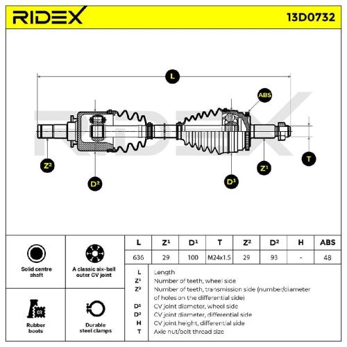 RIDEX Antriebswelle Achswelle Vorderachse/Vorne links für LAND ROVER Bild RIDEX Antriebswelle Achswelle Vorderachse/Vorne links für LAND ROVER