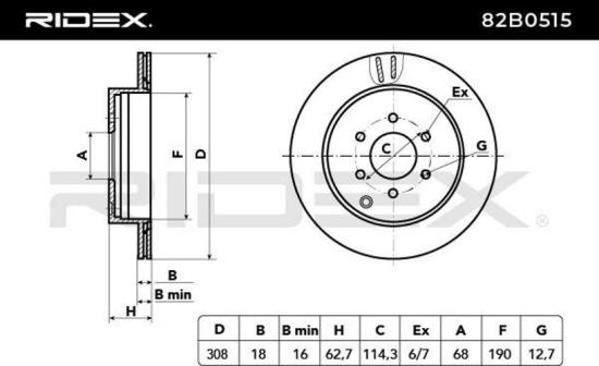RIDEX 82B0515 2x Bremsscheiben Hinten Ø307,8mm Belüftet für NISSAN Bild RIDEX 82B0515 2x Bremsscheiben Hinten Ø307,8mm Belüftet für NISSAN