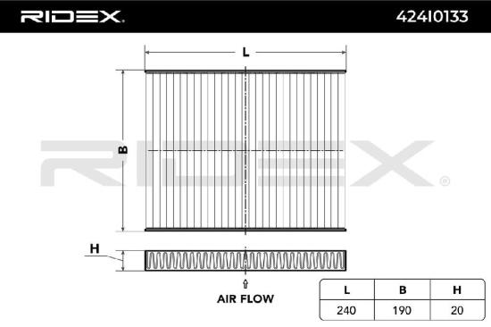 RIDEX 424I0133 Innenraumfilter Pollenfilter Aktivkohlefilter Höhe: 22 Breite: Bild RIDEX 424I0133 Innenraumfilter Pollenfilter Aktivkohlefilter Höhe: 22 Breite: