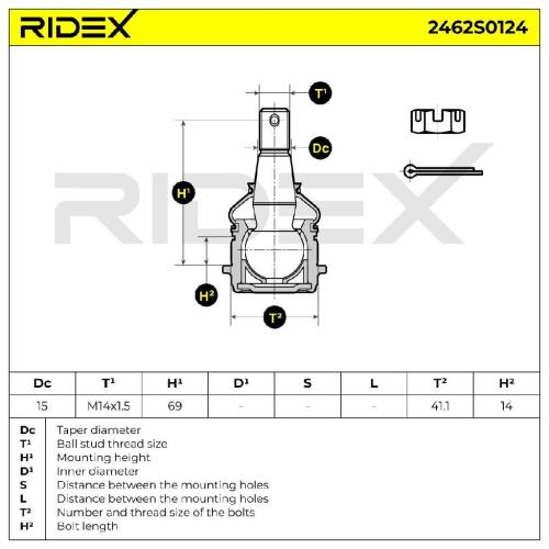 RIDEX 2462S0124 Traggelenk Führungsgelenk Vorne für NISSAN ALMERA TINO (V10) Bild RIDEX 2462S0124 Traggelenk Führungsgelenk Vorne für NISSAN ALMERA TINO (V10)