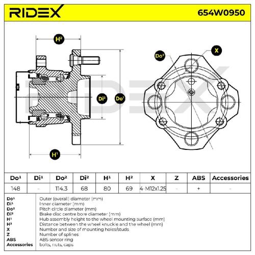 RIDEX 654W0950 Radlagersatz pro 1 Rad Hinten für NISSAN X-TRAIL (T30) 432023LH0A Bild RIDEX 654W0950 Radlagersatz pro 1 Rad Hinten für NISSAN X-TRAIL (T30) 432023LH0A