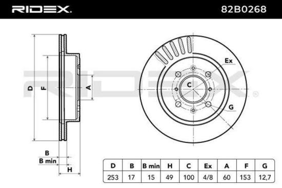 RIDEX 82B0268 2x Bremsscheiben Vorne Ø252,6mm Belüftet für OPEL AGILA Bild RIDEX 82B0268 2x Bremsscheiben Vorne Ø252,6mm Belüftet für OPEL AGILA