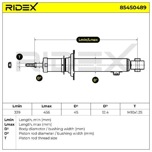 RIDEX 854S0489 2x Stoßdämpfer Gasdruck Vorne für MAZDA MX-5 I (NA) N01834700 Bild RIDEX 854S0489 2x Stoßdämpfer Gasdruck Vorne für MAZDA MX-5 I (NA) N01834700