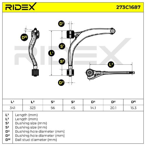 RIDEX 273C1687 Lenker Radaufhängung Querlenker Front passend für PEUGEOT 607 Bild RIDEX 273C1687 Lenker Radaufhängung Querlenker Front passend für PEUGEOT 607