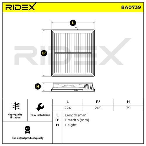 RIDEX 8A0739 Motor Luftfilter Filtereinsatz mit Vorfilter für OPEL Adam (M13) Bild RIDEX 8A0739 Motor Luftfilter Filtereinsatz mit Vorfilter für OPEL Adam (M13)