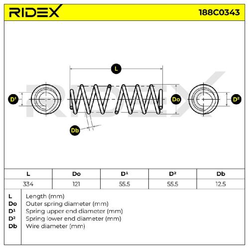 RIDEX 188C0343 2x Federn Fahrwerksfedern Hinten für VW Golf 5 Schrägheck Bild RIDEX 188C0343 2x Federn Fahrwerksfedern Hinten für VW Golf 5 Schrägheck