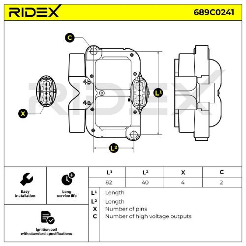 RIDEX 689C0241 Zündspule für SMART CITY-COUPE (450) 0001587703 0003100V003 Bild RIDEX 689C0241 Zündspule für SMART CITY-COUPE (450) 0001587703 0003100V003