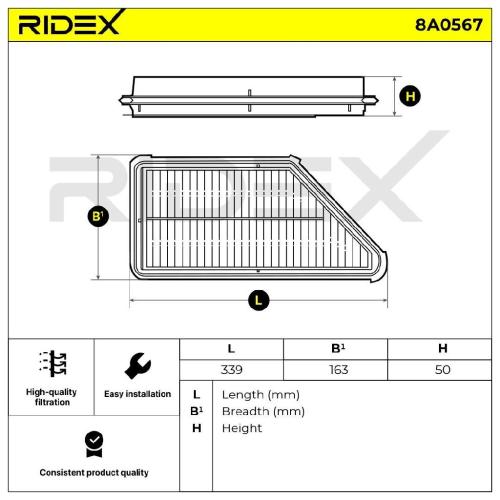 RIDEX 8A0567 Motor Luftfilter Eckig Umluftfilter für HONDA PRELUDE V (BB) Bild RIDEX 8A0567 Motor Luftfilter Eckig Umluftfilter für HONDA PRELUDE V (BB)