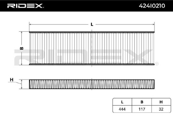 RIDEX 424I0210 Innenraumfilter Pollenfilter Aktivkohlefilter Höhe: 32 Breite: Bild RIDEX 424I0210 Innenraumfilter Pollenfilter Aktivkohlefilter Höhe: 32 Breite: