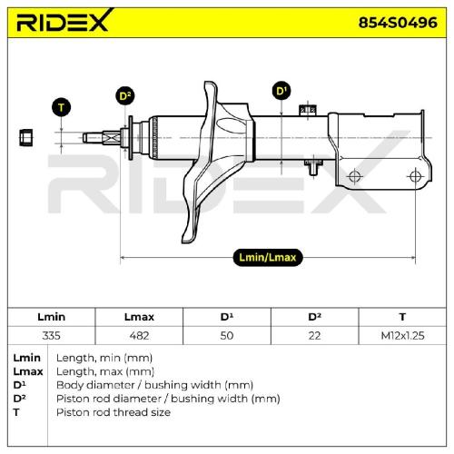 RIDEX 854S0496 2x Stoßdämpfer Federbein Gasdruck Vorne für MITSUBISHI ECLIPSE I Bild RIDEX 854S0496 2x Stoßdämpfer Federbein Gasdruck Vorne für MITSUBISHI ECLIPSE I