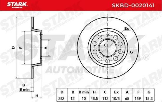 STARK SKBD-0020141 2x Bremsscheiben Hinten Ø281,8mm voll für VW Golf 5I Bild STARK SKBD-0020141 2x Bremsscheiben Hinten Ø281,8mm voll für VW Golf 5I