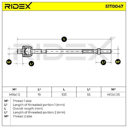 RIDEX Axialgelenk Spurstange Vorne beidseitig für MITSUBISHI COLT V (CJ, CP) Bild RIDEX Axialgelenk Spurstange Vorne beidseitig für MITSUBISHI COLT V (CJ, CP)