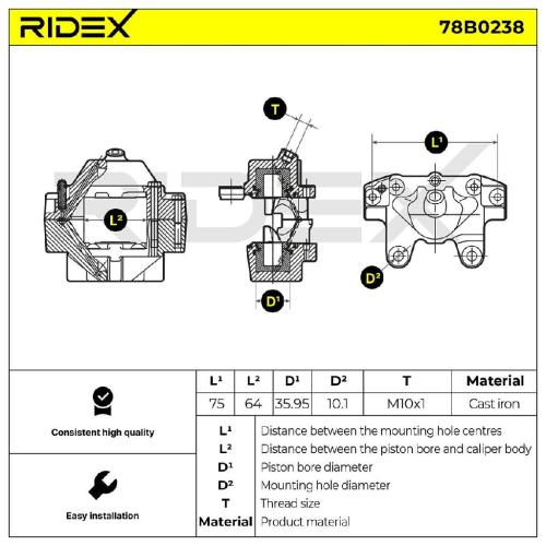 RIDEX 78B0238 Bremssattel Bremszange Hinten rechts passend für MERCEDES-BENZ Bild RIDEX 78B0238 Bremssattel Bremszange Hinten rechts passend für MERCEDES-BENZ