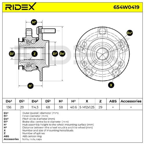 RIDEX 654W0419 Radlagersatz pro 1 Rad Vorne beidseitig für NISSAN 402022560R Bild RIDEX 654W0419 Radlagersatz pro 1 Rad Vorne beidseitig für NISSAN 402022560R