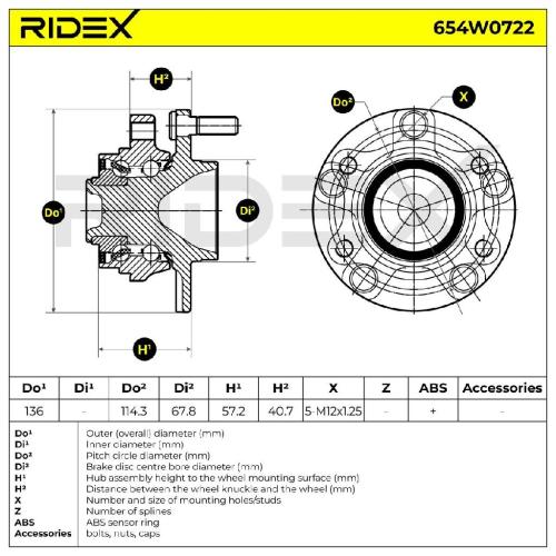 RIDEX 654W0722 Radlagersatz pro 1 Rad Vorne für NISSAN 350 Z (Z33) 40202AL500 Bild RIDEX 654W0722 Radlagersatz pro 1 Rad Vorne für NISSAN 350 Z (Z33) 40202AL500
