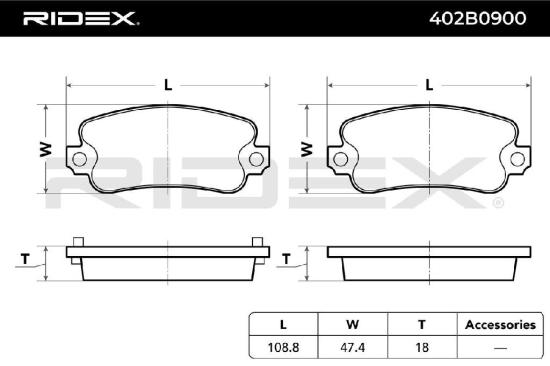 RIDEX Bremsbelagsatz Bremsbeläge Vorne für FIAT Seicento / 600 Schrägheck (187) Bild RIDEX Bremsbelagsatz Bremsbeläge Vorne für FIAT Seicento / 600 Schrägheck (187)