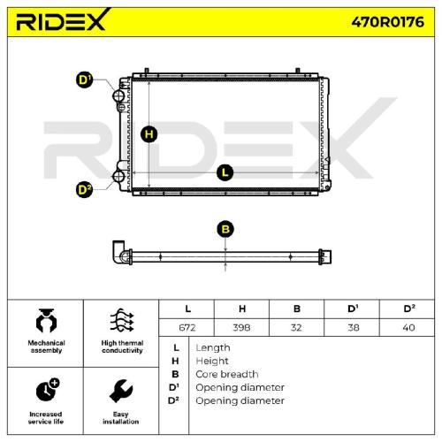 RIDEX 470R0176 Motorkühler / Wasserkühler für RENAULT TRAFIC Kasten (TXX) für Bild RIDEX 470R0176 Motorkühler / Wasserkühler für RENAULT TRAFIC Kasten (TXX) für